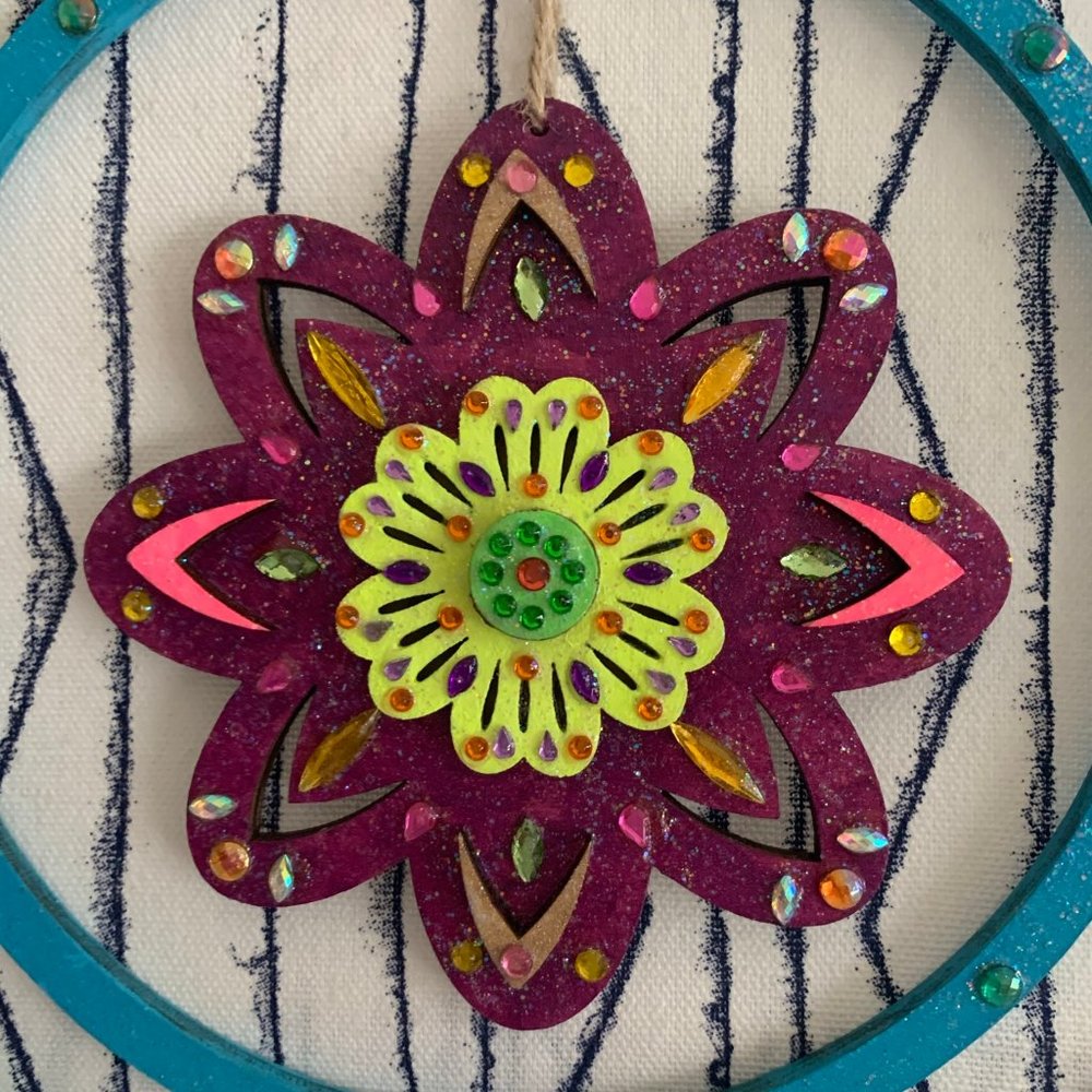 ⭐️#436 Hand Painted Wooden Glam Dream Catcher